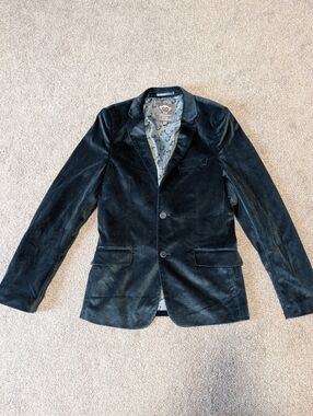 Appaman Boys Velvet Blazer Blue Size 16 Formal Jacket Wedding Holiday Suit Coat